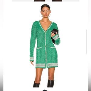 SAYLOR NWT Marisole Cable Knit Cardigan Sweater Dress in Emerald Green
